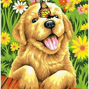 Tablou PM503 Picteaza Dupa Numere Catel intre flori, 20x30 cm - Img 1