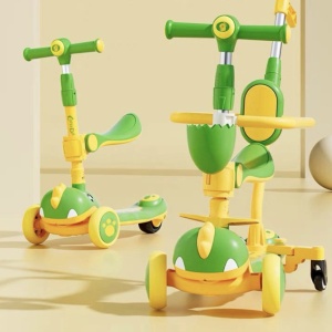 Trotineta 6 in 1, TR36 Dinozaurul Verde, cu maner de impins si bare de protectie 2-12 ani - Img 2