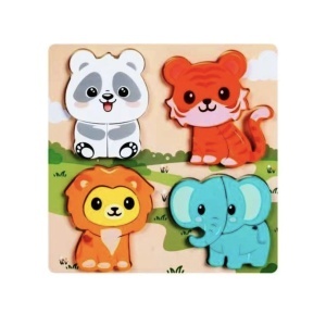 Baby Puzzle Incastu cu 4 imagini, din lemn masiv – Piese Mari - Img 6
