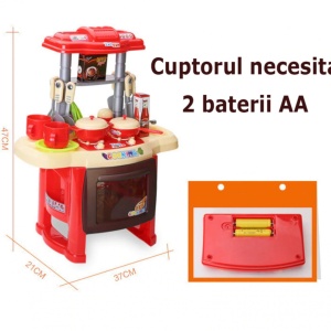 Bucatarie Completa cu sunete si lumini si 21 de accesorii, 1800, rosu - Img 5