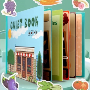 Carte cu activitati educative, Quiet Book Aprozarul de legume si fructe - Img 7