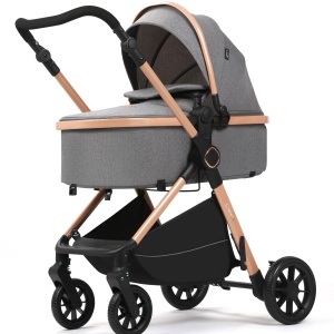 Carucior 2 in 1, F7 Gri, reversibil, pliabil compact, suspensii duble - Img 3