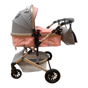 Carucior 3 in 1, reversibil, cu suspensii, reversibil, compact, T2 New, roz cu gri - Img 6
