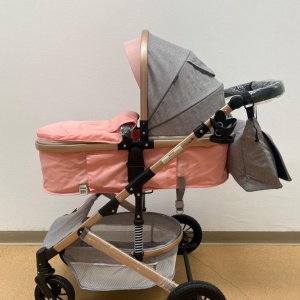 Carucior 3 in 1, reversibil, cu suspensii, reversibil, compact, T2 New, roz cu gri - Img 8