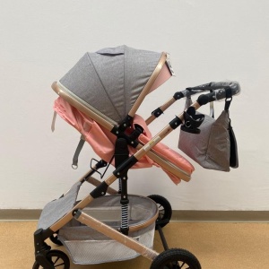 Carucior 3 in 1, reversibil, cu suspensii, reversibil, compact, T2 New, roz cu gri - Img 10