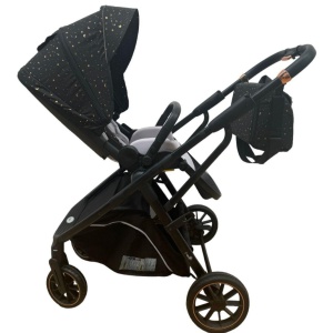 Carucior reversibil pliabil, cu husa picioare, 0-36 luni, C7 Negru cu auriu - Img 14