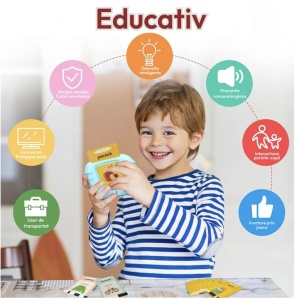 Cititor de carduri educativ – limba romana si engleza – 448 cuvinte, Albastru - Img 2