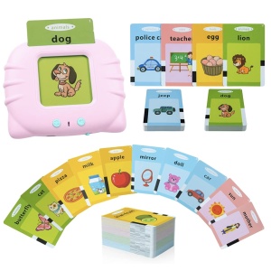 Cititor interactiv cu 112 carduri educative – Jucarie de invatare copii mici, roz - Img 1