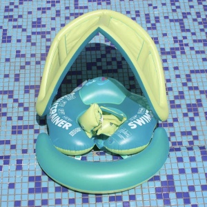 Colac bebe pentru inot cu parasolar si suport - Trainer for Swim verde - Img 4