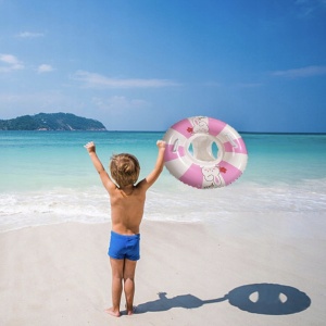 Colac Gonflabil pentru Copii cu Scaunel Interior – Summer, Model Roz cu Alb - Img 2