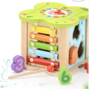 Cub cu 6 activitati Montessori, animalele salbatice cu circuit de bile Mini Animal Cube - Img 10