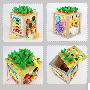 Cub multifunctional Montessori 6 in 1 cu Ciocanitoare, din lemn - Img 6