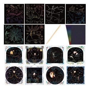 Joc creativ de razuit Scratch Art Card, Mideer verde - Img 2
