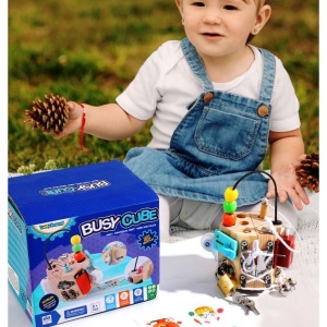 Joc Cub Busy Board cu 14 activitati, multifunctional, din lemn - Img 15
