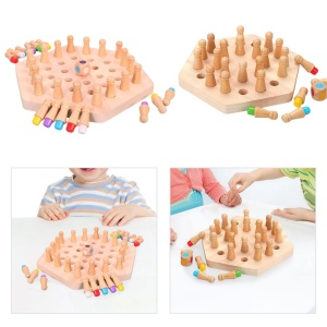 Joc de memorie Hexagonal Memory Chess, cu 24 pini, din lemn - Img 5