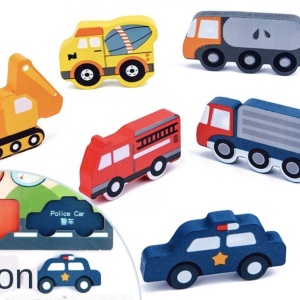 Joc Logarithmic Montessori 7 in 1, cu cifre, forme si vehicule, din lemn - Img 16
