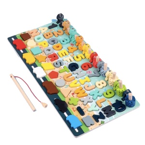 Joc Logarithmic Montessori 8 in 1, cu cifre, litere forme si vehicule, din lemn - Img 3