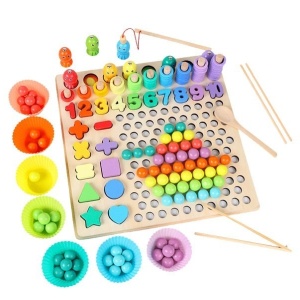 Joc Montessori 5 in 1 Logarithmic Plate Beads, din lemn - Img 1