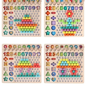 Joc Montessori 5 in 1 Logarithmic Plate Beads, din lemn - Img 9