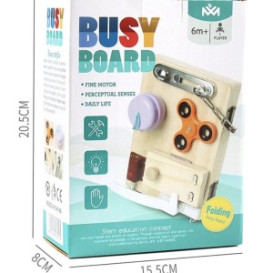 Joc Montessori Placa Busy Board cu 10 Activități, Fold, din lemn - Img 6