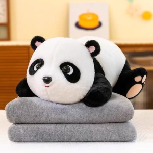 Jucarie de plus si perna cu patura gri inclusa, Panda - Img 2