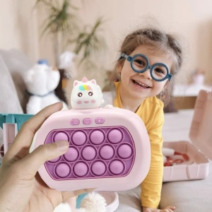 Jucarie senzoriala inteligenta Pop It cu lumini - Consola Interactiva Unicornul roz - Img 6