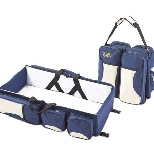 Patut portabil si geanta multifunctionala pentru accesoriile bebelusilor, albastru - Img 1