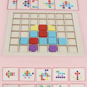 Puzzle mozaic cu piese 3D, cu 4 nivele dificultate, 120 piese, Locomotiva, din lemn - Img 8