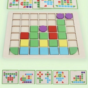 Puzzle mozaic cu piese 3D, cu 4 nivele dificultate, 120 piese, Locomotiva, din lemn - Img 10