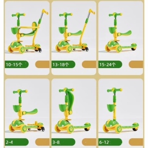 Trotineta 6 in 1, TR36 Dinozaurul Verde, cu maner de impins si bare de protectie 2-12 ani - Img 10