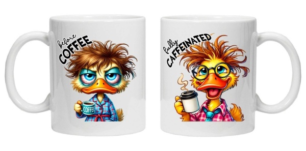 Cana personalizata cu imprimeu "inainte si dupa cafea - model 6", CRD PRINT