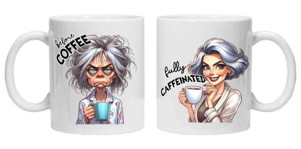 Cana personalizata cu imprimeu "inainte si dupa cafea - model 1", CRD PRINT