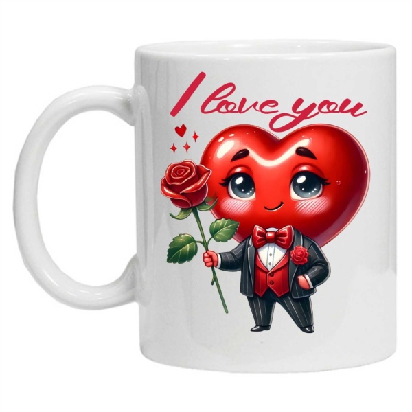 Cana personalizata cu mesajul "Te iubesc model 3", Alb, CRD PRINT