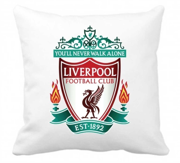 Perna 40 x 40 cm personalizata cu imprimeu "Sigla Liverpool" , poliester, alba,, CRD PRINT