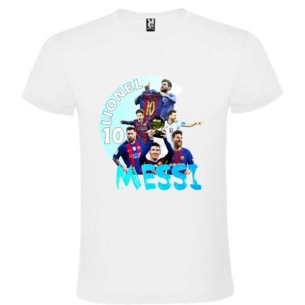Tricou alb unisex personalizat , "Lionel Messi 1", CRD PRINT