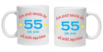 Cana personalizata cu imprimeu "am avut nevoie de 55 de ani", Alb, CRD PRINT - Img 2