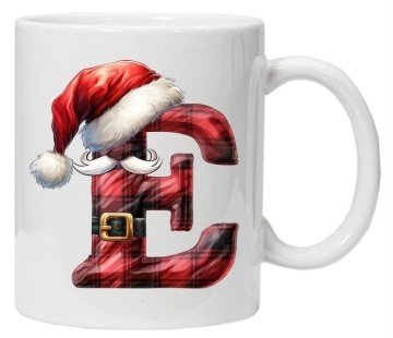 Cana personalizata cu imprimeu de iarna 2 "litera E", Alb, CRD PRINT