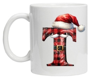 Cana personalizata cu imprimeu de iarna 2 "litera T", Alb, CRD PRINT - Img 6