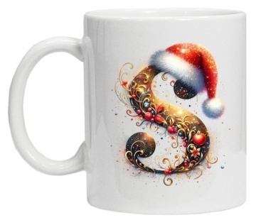Cana personalizata cu imprimeu de iarna 3 "litera S", Alb, CRD PRINT - Img 2