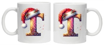 Cana personalizata cu imprimeu de iarna 3 "litera T", Alb, CRD PRINT - Img 3