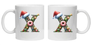 Cana personalizata cu imprimeu de iarna "litera X", Alb, CRD PRINT - Img 3
