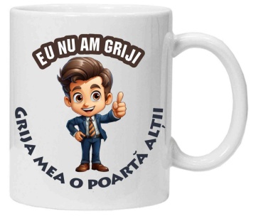Cana personalizata cu imprimeu "eu nu am griji", Alb, CRD PRINT - Img 1