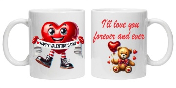 Cana personalizata cu imprimeu "I'll love you forever and ever and heart image", Alb, CRD PRINT - Img 1