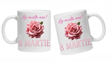 Cana personalizata cu imprimeu "La multi ani!-8 martie 3", Alb, CRD PRINT - Img 4
