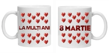 Cana personalizata cu imprimeu "La multi ani!-8 martie 5", Alb, CRD PRINT