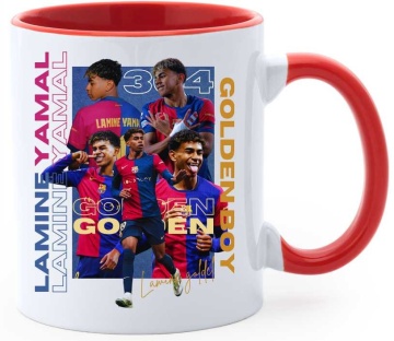 Cana personalizata cu imprimeu "Lamine Yamal - Golden Boy", rosu, CRD PRINT - Img 1