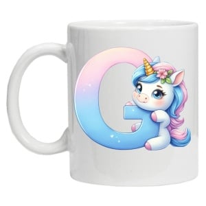 Cana personalizata cu imprimeu "litera G", Alb, CRD PRINT - Img 2