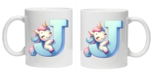 Cana personalizata cu imprimeu "litera J", Alb, CRD PRINT - Img 3