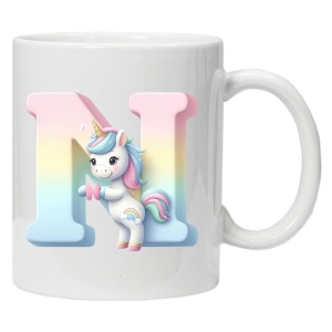 Cana personalizata cu imprimeu "litera N", Alb, CRD PRINT - Img 1