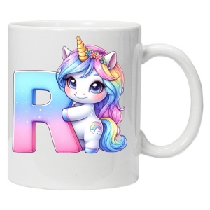 Cana personalizata cu imprimeu "litera R", Alb, CRD PRINT - Img 1